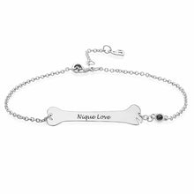 Charger l'image dans la galerie, Bracelet en os long avec pendentif S0037 gravure personnalisé avec texte prénom