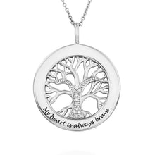 Charger l'image dans la galerie, Collier arbre de vie avec des zircons en argent sterling 925 plaqué or / or rose X0006 gravure personnalisé avec texte prénom