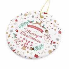 Charger l'image dans la galerie, Décoration / pendentif de Noël céramique rond personnalisé avec photo texte motif logo