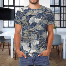 Charger l'image dans la galerie, T-shirt tee shirt manches courtes en coton homme personnalisé avec photo texte motif (conception multi-images)