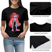 Charger l'image dans la galerie, T-shirt tee shirt coton à manches courtes en col rond femme imprimé sur le devant personnalisé avec photo logo motif texte