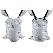 Charger l'image dans la galerie, Maillot de bain une pièce fille à volants NT040 personnalisé et design avec vos motifs photos ou votre prénom