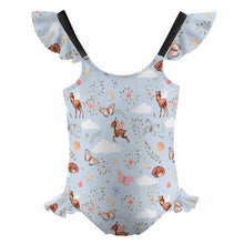 Charger l'image dans la galerie, Maillot de bain une pièce fille à volants NT040 personnalisé et design avec vos motifs photos ou votre prénom
