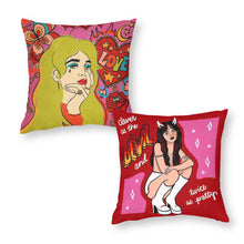 Charger l'image dans la galerie, Taie d'oreiller carré en polyester avec fermeture éclair (lot de 2) personnalisée avec photo texte logo