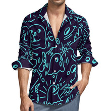 Charger l'image dans la galerie, Chemise Boutonnée Homme en col V grande taille avec poche personnalisée avec photo motif logo texte (Impression d'image unique)