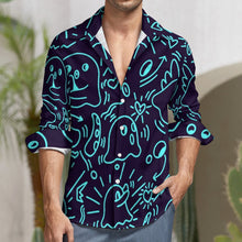 Charger l'image dans la galerie, Chemise Boutonnée Homme en col V grande taille avec poche personnalisée avec photo motif logo texte (Impression d'image unique)