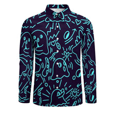 Charger l'image dans la galerie, Chemise Boutonnée Homme en col V grande taille avec poche personnalisée avec photo motif logo texte (Impression d'image unique)