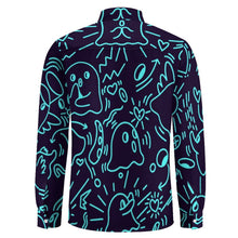 Charger l'image dans la galerie, Chemise Boutonnée Homme en col V grande taille avec poche personnalisée avec photo motif logo texte (Impression d'image unique)