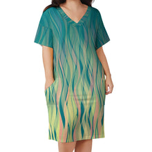 Charger l'image dans la galerie, Robe longue manches courtes confortable ample femme LQ personnalisée avec motif logo photo texte (impression d'image unique)