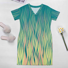 Charger l'image dans la galerie, Robe longue manches courtes confortable ample femme LQ personnalisée avec motif logo photo texte (impression d'image unique)