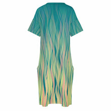 Charger l'image dans la galerie, Robe longue manches courtes confortable ample femme LQ personnalisée avec motif logo photo texte (impression d'image unique)