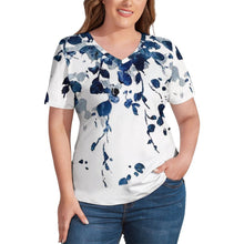 Charger l'image dans la galerie, Impression d’image unique Tee shirt en col V manches courtes ample chic femme dodu NZ109 personnalisé avec motif logo photo texte