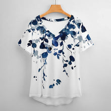 Charger l'image dans la galerie, Impression d’image unique Tee shirt en col V manches courtes ample chic femme dodu NZ109 personnalisé avec motif logo photo texte