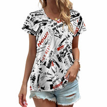 Charger l'image dans la galerie, Impression des multi-images T-shirt manche courte en col V grande taille femme VT personnalisé avec image logo texte motif