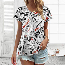 Charger l'image dans la galerie, Impression des multi-images T-shirt manche courte en col V grande taille femme VT personnalisé avec image logo texte motif