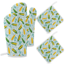 Charger l'image dans la galerie, Ensemble de mitaines de four (ensemble de quatre pièces) de cuisine personnalisé avec texte logo photo motif