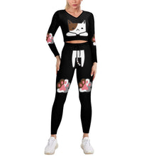 Charger l'image dans la galerie, Ensemble tenue sport fitness sweat-shirt à col en V personnalisé avec photo et texte (impression d'image unique)