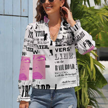 Charger l'image dans la galerie, Chemise à manches bulles GS femme personnalisée avec photo logo et image (impression d'image unique)