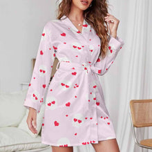 Charger l'image dans la galerie, Pyjama robe de chambre chemise de nuit à manches longues avec ceinture personnalisé (impression image unique)