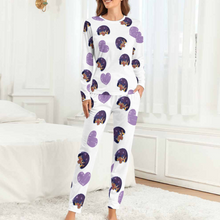 Charger l'image dans la galerie, Ensembles pyjama peignoir chemise de nuit femme BTZ personnalisé avec photo prénom (conception multi-images)