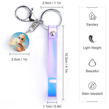 Charger l'image dans la galerie, Porte-clés personnalisé avec photo prénom texte (conception recto-verso) pour femme homme