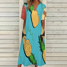 Charger l'image dans la galerie, Robe longue décontractée à manches courtes à col en V pour femmes avec poches BYQ personnalisée avec photos texte motif (conception multi-images)