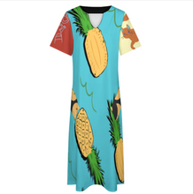 Charger l'image dans la galerie, Robe longue décontractée à manches courtes à col en V pour femmes avec poches BYQ personnalisée avec photos texte motif (conception multi-images)