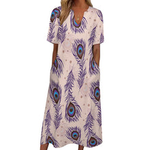 Charger l'image dans la galerie, Robe chemise longue décontractée à manches courtes et col en V avec poches pour femmes BYQ personnalisée avec photo prénom motif texte (impression d'image unique)