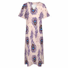 Charger l'image dans la galerie, Robe chemise longue décontractée à manches courtes et col en V avec poches pour femmes BYQ personnalisée avec photo prénom motif texte (impression d'image unique)