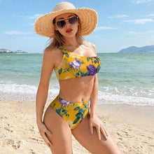 Charger l'image dans la galerie, Ensemble de bikini bustier / Haut de bikini à une épaule femme sexy BK2078 personnalisé avec photo logo motif texte