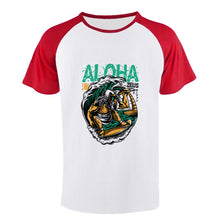 Charger l'image dans la galerie, T-shirt tee shirt Raglan à manches courtes en coton pour homme personnalisé avec photo texte