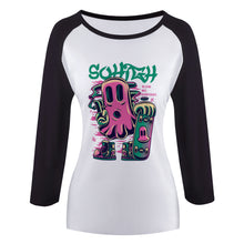 Charger l'image dans la galerie, T-shirt Raglan à manches longues en coton femme personnalisé avec photo motif image logo texte