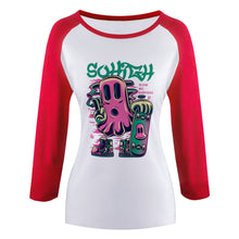Charger l'image dans la galerie, T-shirt Raglan à manches longues en coton femme personnalisé avec photo motif image logo texte