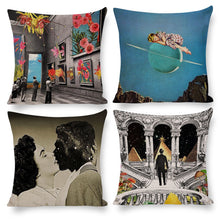 Charger l'image dans la galerie, Taies d'oreiller / Housses de coussin en coton lin (4 pièces dans 1 groupe) personnalisée avec photo motif logo texte