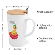 Charger l'image dans la galerie, Mug conique avec couvercle en bambou et cuillère en acier inoxydable impression personnalisée avec vos photos/images ou texte