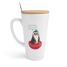 Charger l'image dans la galerie, Mug conique avec couvercle en bambou et cuillère en acier inoxydable impression personnalisée avec vos photos/images ou texte