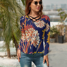 Charger l'image dans la galerie, T-shirt à manches longues et col en V pour femme NZ118 personnalisez le design avec vos photos/photos ou votre nom