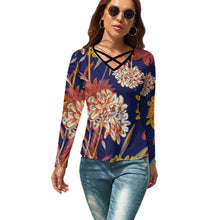 Charger l'image dans la galerie, T-shirt à manches longues et col en V pour femme NZ118 personnalisez le design avec vos photos/photos ou votre nom