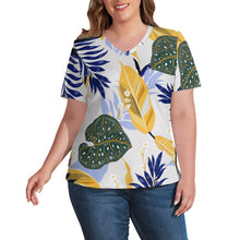 Charger l'image dans la galerie, Chemise à Manches courtes T-shirt Col en V Ample Femme NZ109 impression personnalisé avec texte photo logo motif