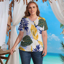 Charger l'image dans la galerie, Chemise à Manches courtes T-shirt Col en V Ample Femme NZ109 impression personnalisé avec texte photo logo motif