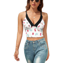 Charger l'image dans la galerie, Crop Top Débardeurs Soutien-gorge Camisole à Col en V Dentelle Décontracté Femme NZ113 personnalisé avec photo logo texte motif