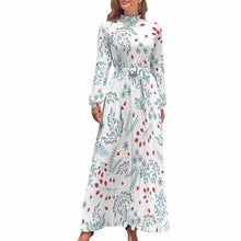 Charger l'image dans la galerie, Robe mi-longue robe midi manches longues avec ceinture femme XQ personnalisée avec photo logo motif texte (impression d'image unique)
