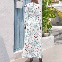 Charger l'image dans la galerie, Robe mi-longue robe midi manches longues avec ceinture femme XQ personnalisée avec photo logo motif texte (impression d'image unique)