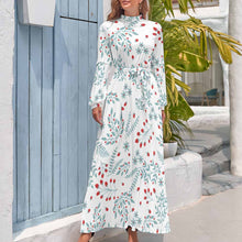Charger l'image dans la galerie, Robe mi-longue robe midi manches longues avec ceinture femme XQ personnalisée avec photo logo motif texte (impression d'image unique)