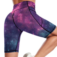 Charger l'image dans la galerie, Legging short de yoga gainant avec doubles poches femme YJ008 personnalisé avec photo texte motif logo (impression d'image unique)