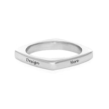 Charger l'image dans la galerie, Bague carrée "Square Ring" en argent sterling 925 pour femmes hommes J0014 personnalisée gravée avec prénom texte lettres