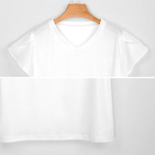 Charger l'image dans la galerie, T-shirt à manches courtes à col en V pour femmes AHT à Impression multi-images personnaliser avec le logo de texte de motif de photos