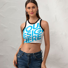 Charger l'image dans la galerie, Crop Top Femme NZ107 avec Dos Nageur et Bretelles Larges Personnalisé avec photo texte motif (conception multi-images)