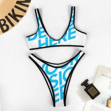 Charger l'image dans la galerie, Maillot de bain bikini triangle 2 pièces femme S99D54 personnalisé avec photo texte (conception une image)