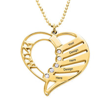 Charger l'image dans la galerie, Collier coeur pierre de naissance X0021 en argent sterling 925 gravure personnalisé avec prénom